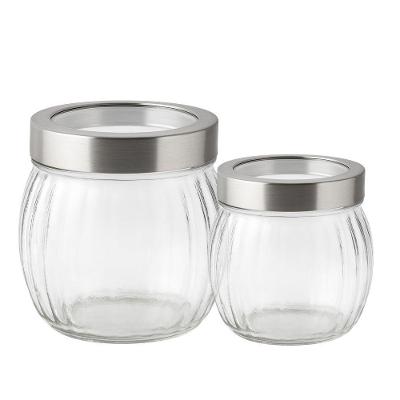 Kit 2 Bomboniere Pote De Vidro Redondo Tampa Com Visor Em Casa Tem