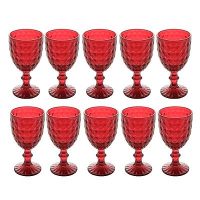 Jogo 10 Taça De Vidro água Suco Roman Vermelho Wollf 345ml