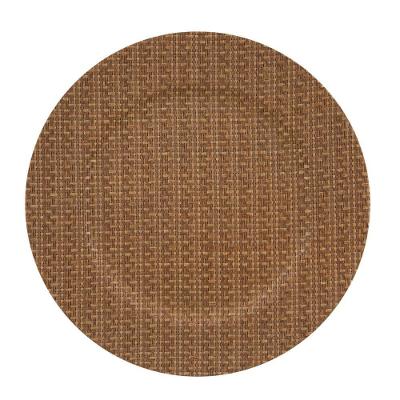 Sousplat Redondo De Plástico Mescla Marrom Estilo Rattan Wolff 33cm