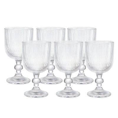 Jogo 6 Taça De Vidro Transparente Canelada 380ml Em Casa Tem