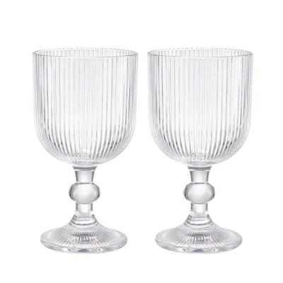 Jogo 2 Taça De Vidro Transparente Canelada 380ml Em Casa Tem