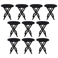 Kit 10 Mesas Redondas Dobráveis Em Madeira Maciça 70X70 Preto Ideal Para Bares E Restaurantes - 1