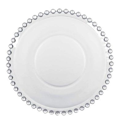 Jogo 2 Prato Raso De Cristal Wolff Pearl Clear Bolinha Transparente 27cm