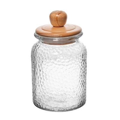 Pote De Vidro Martelado Com Tampa De Bambu 1l Wolff