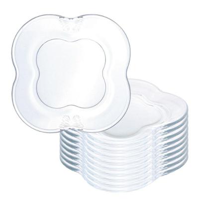 Jogo 10 Prato De Sobremesa De Vidro Butterfly Borboleta Transparente Wolff 17cm