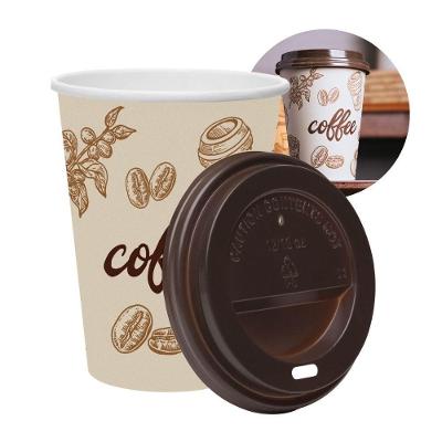 Kit 100 Copos De Café Descartável Papel 300ml Biodegradável Branco Com Tampa Lyor
