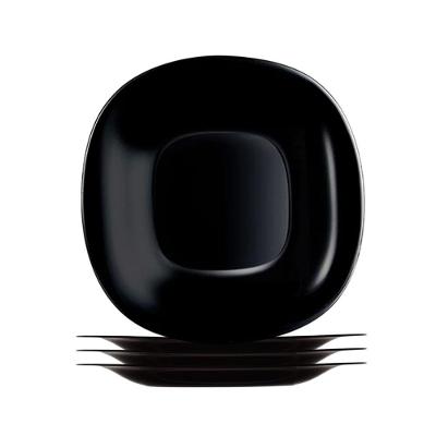 Jogo 4 Prato De Sobremesa Preto Quadrado Square 20cm Vidro Opalino Em Casa Tem