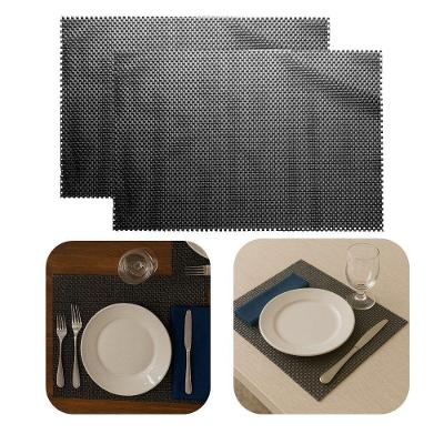 2 Lugar Americano Retângulas Mesa Preto Pvc Antiderrapante Sousplat 45x30cm Lyor