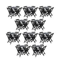 Kit 10 Conjuntos Mesas Dobráveis 70X70 Com 4 Cadeiras-Preta - 1