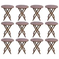 Kit 12 Mesas Redondas Dobráveis Em Madeira Maciça 70X70 Imbuia Ideal Para Bares E Restaurantes - 1