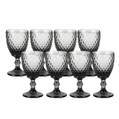 Jogo 8 Taça De Vidro Bico De Abacaxi Cinza 340 Ml Agata Em Casa Tem