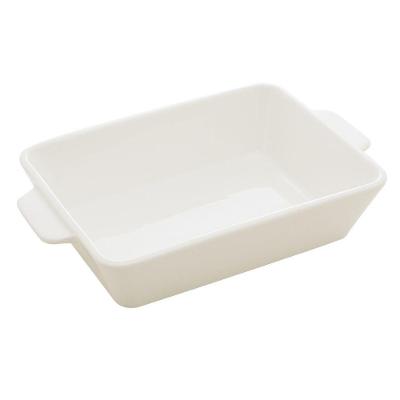 Travessa Refratário De Porcelana Com Alça Basic Assadeira Branco 28×16,5cm Lyor