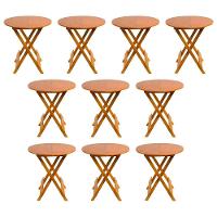 Kit 10 Mesas Redondas Dobráveis Em Madeira Maciça 70X70 Mel Ideal Para Bares E Restaurantes - 1