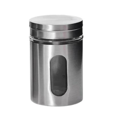 Pote Porta Mantimento Em Inox Com Visor De Vidro Em Casa Tem 950ml