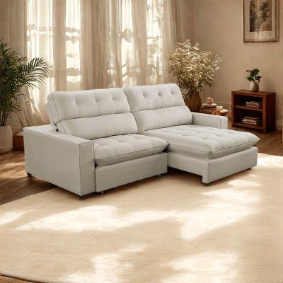 Sofá 2 Lugares 2,70m Retrátil Reclinável Veludo Andreia Lansofbr Bege