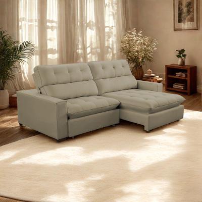 Sofá 2 Lugares 2,70m Retrátil Reclinável Veludo Andreia Lansofbr Capuccino