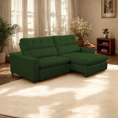 Sofá 2 Lugares 2,50m Retrátil Reclinável Veludo Andreia Lansofbr Verde