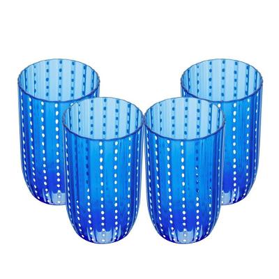 Jogo 4 Copo Alto De Acrílico Orquídea Azul Para água Suco 450ml Wolff