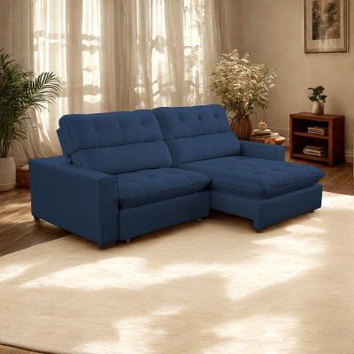 Sofá 2 Lugares 2,50m Retrátil Reclinável Veludo Andreia Lansofbr Azul Marinho