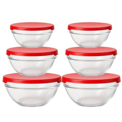 Kit 6 Potes De Vidro Transparente Com Tampa Vermelha Em Casa Tem