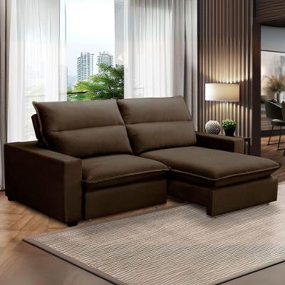 Sofa Retratil Reclinavel 2 Lugares 2m Andreza Veludo Lansof Marrom