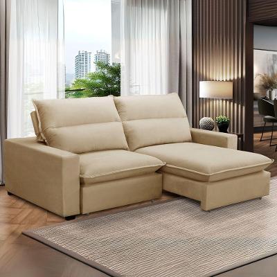 Sofa Retratil Reclinavel 2 Lugares 2m Andreza Veludo Lansof Bege