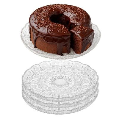 Kit 3 Prato Para Bolo Pequeno De Vidro Transparente Bohemia 20,5cm Em Casa Tem