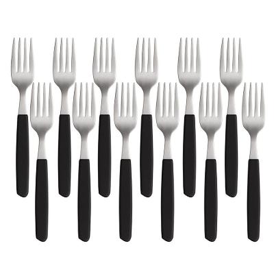 Jogo De 12 Garfos Cabo Preto De Plástico Berlim 20cm Em Casa Tem