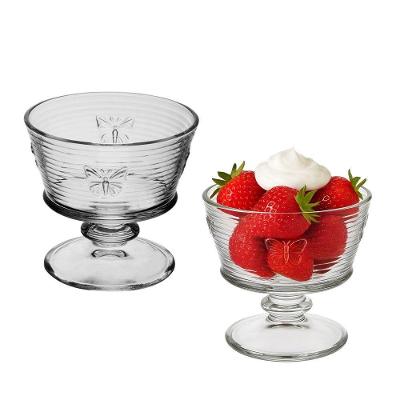 Jogo 2 Taça De Sobremesa Vidro Transparente Lines Butterfly Borboleta Wolff 240ml