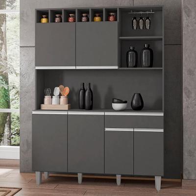 Kit Cozinha Compacta 6 Portas 130 Cm Alice Cinza Reajl Móveis