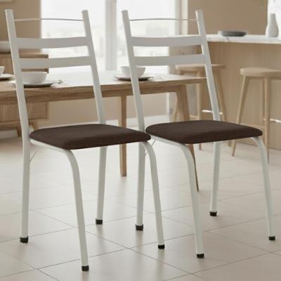 Kit 2 Cadeiras Tubular America 061 Branco Assento Madeira Imbuia Artef