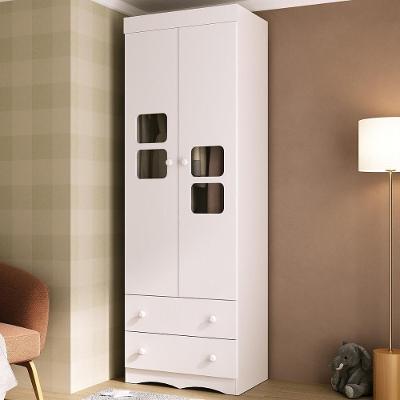 Guarda-roupa Infantil 62cm 2 Portas Com Vidro E 2 Gavetas Serena Multimóveis MP4430 Branco