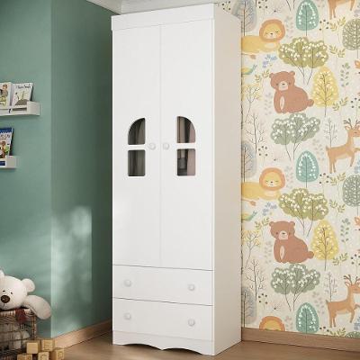 Guarda-roupa Infantil 62cm 2 Portas Com Vidro E 2 Gavetas Liz Multimóveis MP4512 Branco