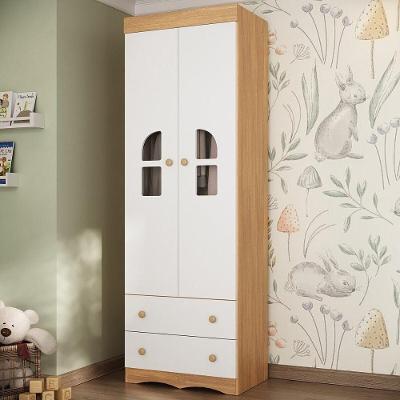Guarda-roupa Infantil 62cm 2 Portas Com Vidro E 2 Gavetas Liz Multimóveis MP4512 Madeirado/branco