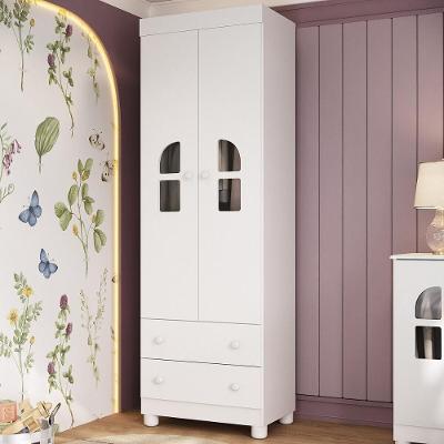 Guarda-roupa Infantil 62cm 2 Portas Com Vidro E 2 Gavetas Nina Multimóveis MP4502 Branco
