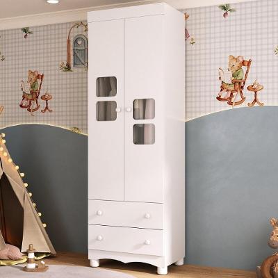 Guarda-roupa Infantil 62cm 2 Portas Com Vidro E 2 Gavetas Luna Multimóveis MP4411 Branco