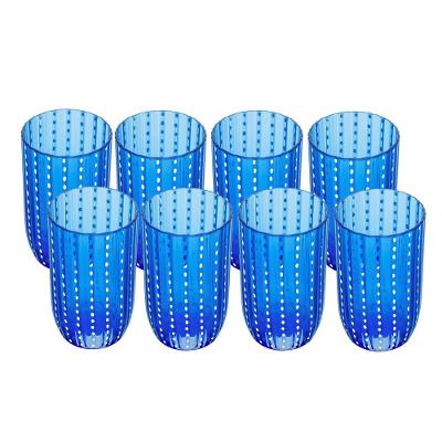 Jogo 8 Copo Alto De Acrílico Orquídea Azul Para água Suco 450ml Wolff