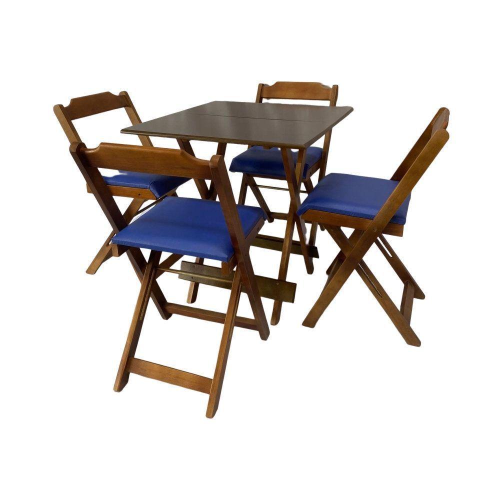 Conjunto Mesa Dobrável 70X70 C/ 4 Cadeiras Imbuia Estofadas Roxo - 1
