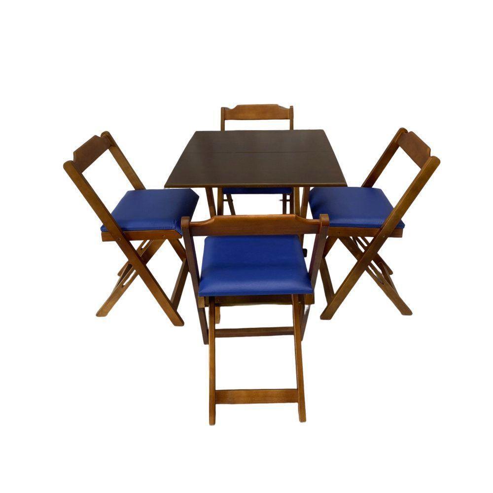 Conjunto Mesa Dobrável 70X70 C/ 4 Cadeiras Imbuia Estofadas Roxo - 4