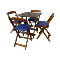 Conjunto Mesa Dobrável 70X70 C/ 4 Cadeiras Imbuia Estofadas Roxo - 1