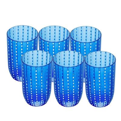 Jogo 6 Copo Alto De Acrílico Orquídea Azul Para água Suco 450ml Wolff