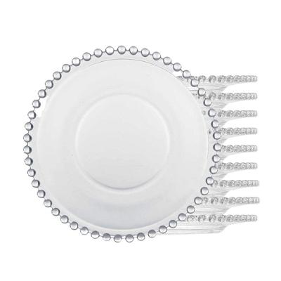 Jogo 10 Prato Para Pão Sobremesa Cristal Transparente Pearl Bolinha Wolff 14cm