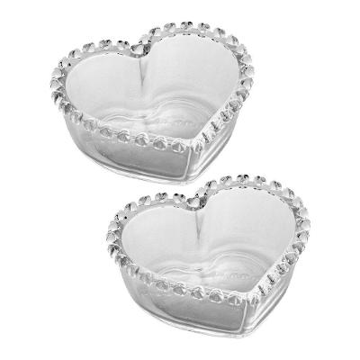 Kit 2 Bowl De Coração Cristal Transparente Mini Tigela Petisqueira Porta Joias 13,5cm Lyor