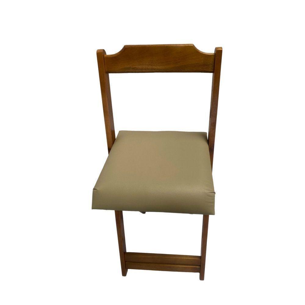 Conjunto Mesa Dobrável 70X70 C/ 4 Cadeiras Imbuia Estofadas Bege - 2