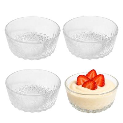 Jogo 4 Bowl De Vidro Pote Para Sobremesa Clear Diamantino 260ml Em Casa Tem