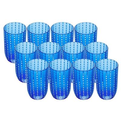 Jogo 12 Copo Alto De Acrílico Orquídea Azul Para água Suco 450ml Wolff