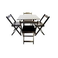 Conjunto Mesa Dobrável 70X70 Com 4 Cadeiras Preta - 1