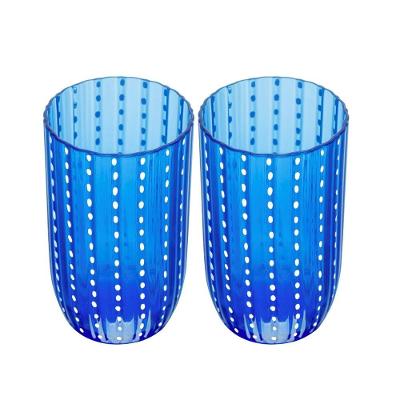 Jogo 2 Copo Alto De Acrílico Orquídea Azul Para água Suco 450ml Wolff