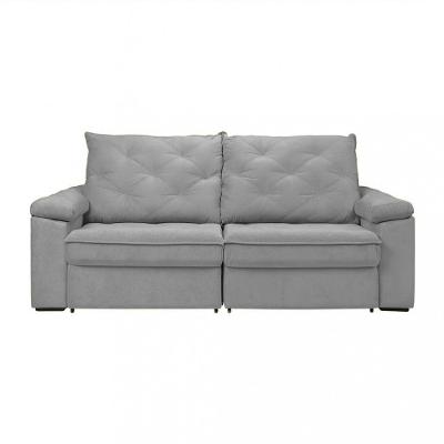 Sofá Para Sala Reclinável Estofado Miami 210cm Boucle Cinza