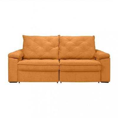 Sofá Para Sala Reclinável Estofado Miami 210cm Boucle Terracota
